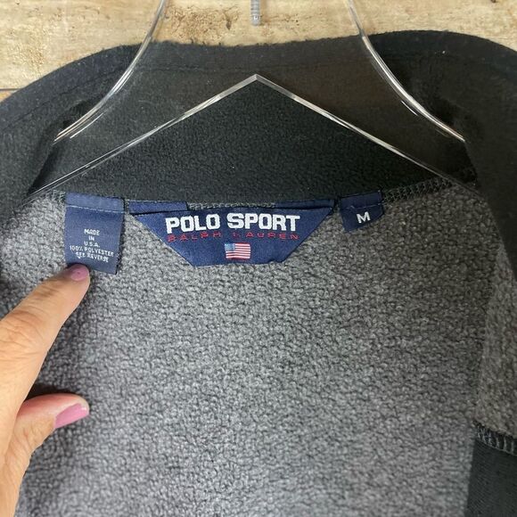 VTG Polo Sport Ralph Lauren Jacket Mens Medium Gray Full Zip Fleece Embroidered - Picture 4 of 6